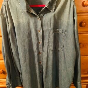 Lane Bryant Blue Denim Tunic length Jean Shirt plus 26/28W